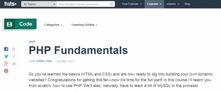 PHP Fundamentals by Tuts+