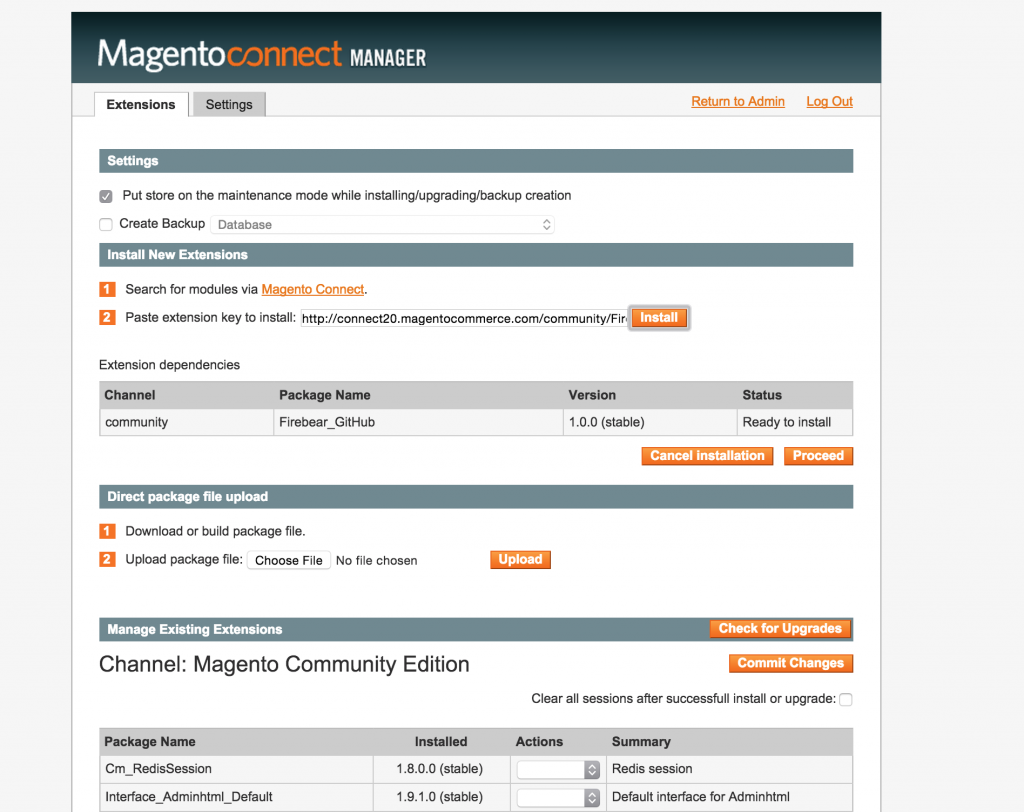 magento connect install extension