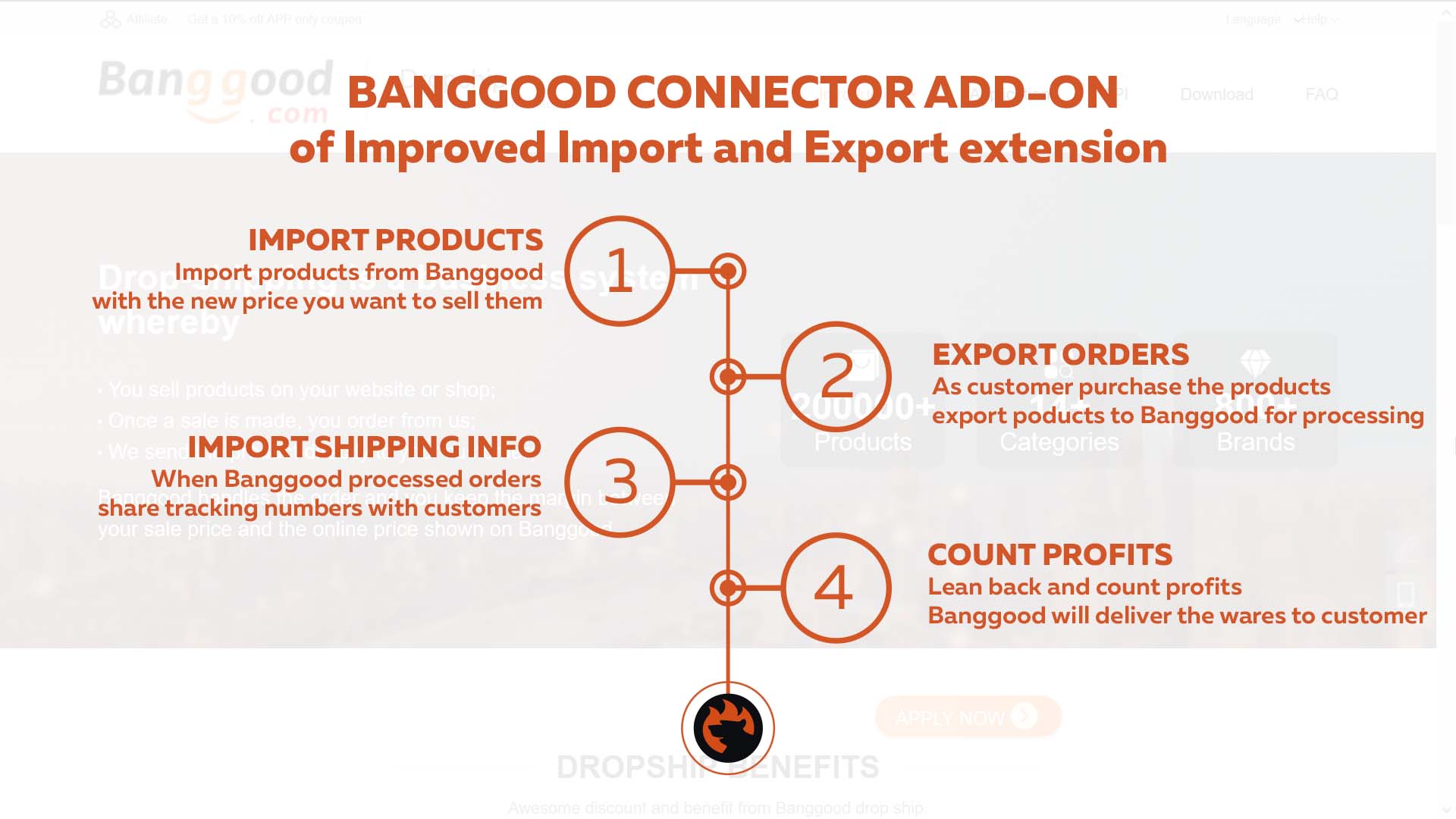 Improved Import and Export Magento 2 extension Banggood dropshipping