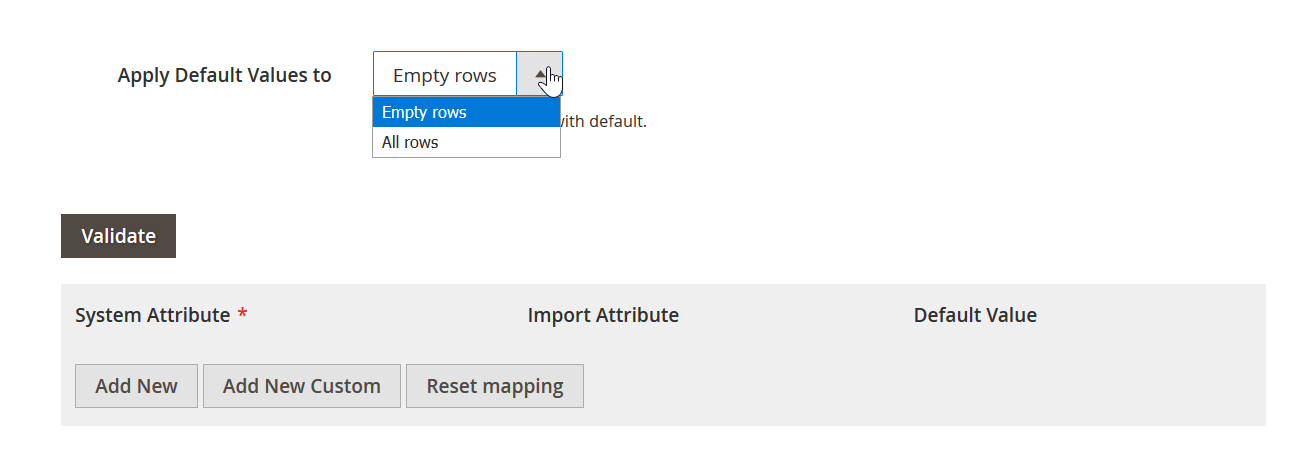 Magento 2 attribute mapping import and export