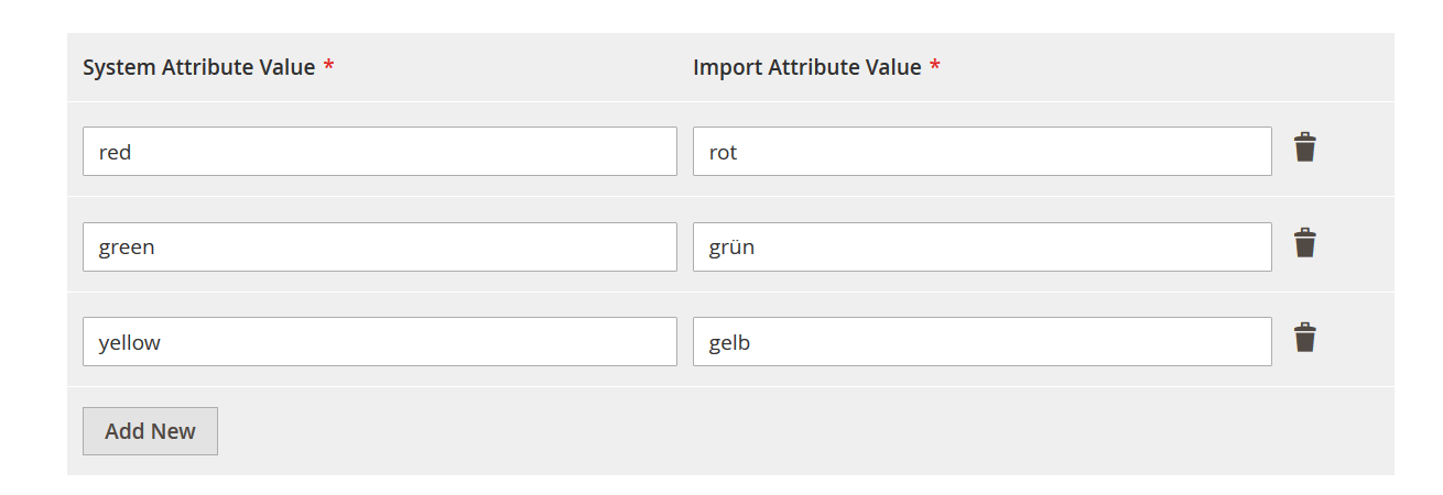 Magento 2 attribute value mapping import and export