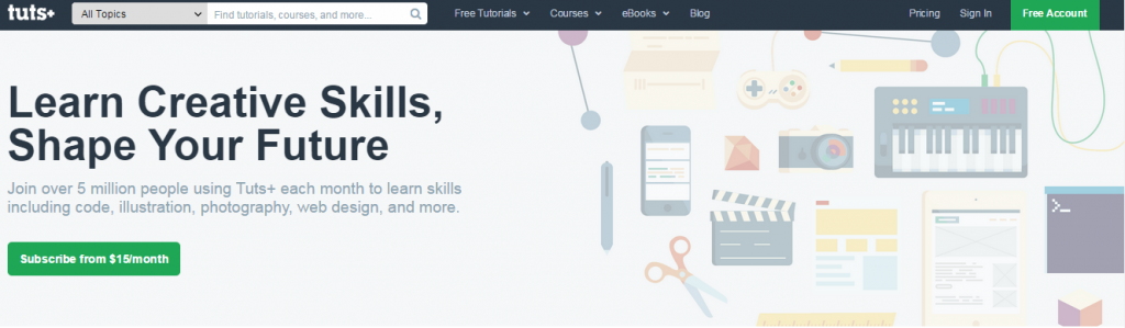 Tuts+ video courses,  ebooks and project files