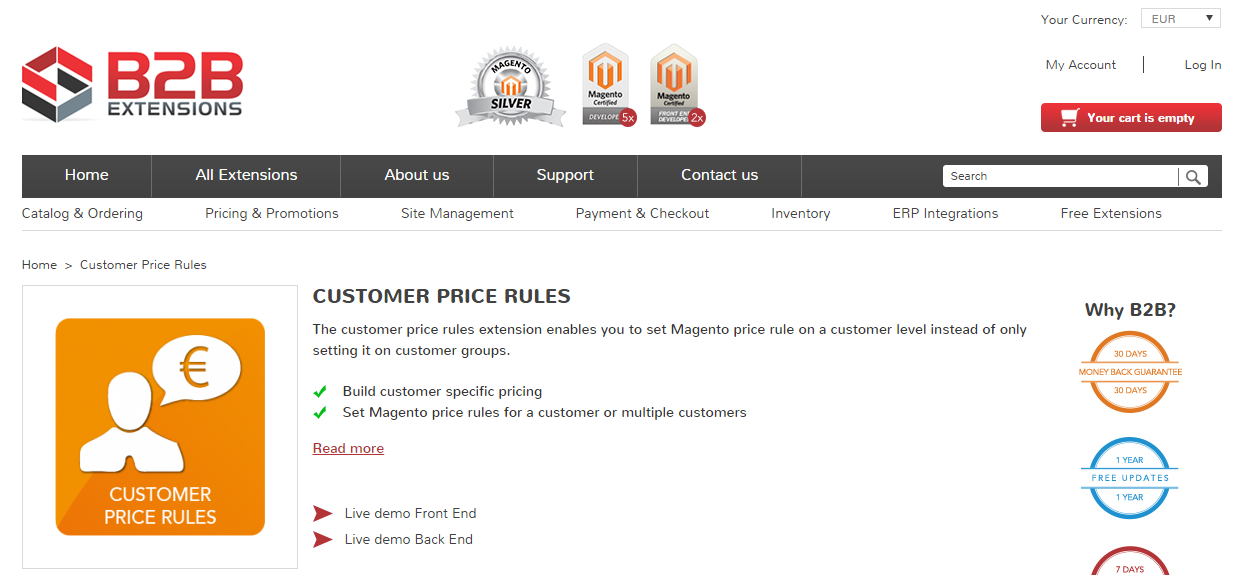B2B extensions for Magento