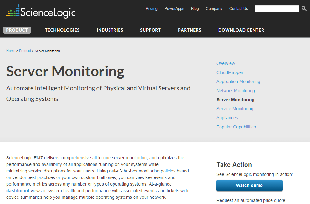 Software for application and server monitoring