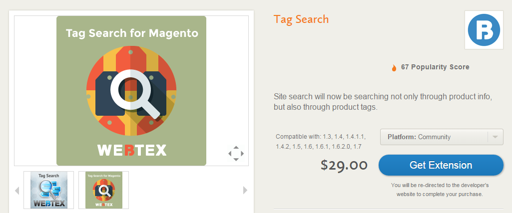 Product Tags in Magento with Tag Search