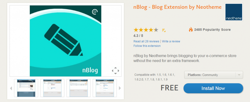 Free Magento blogging extension