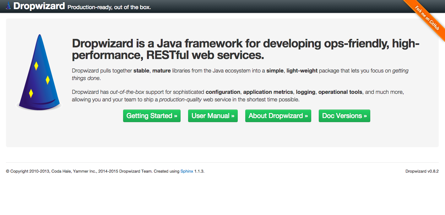 Frameworks for Java development: Dropwizard