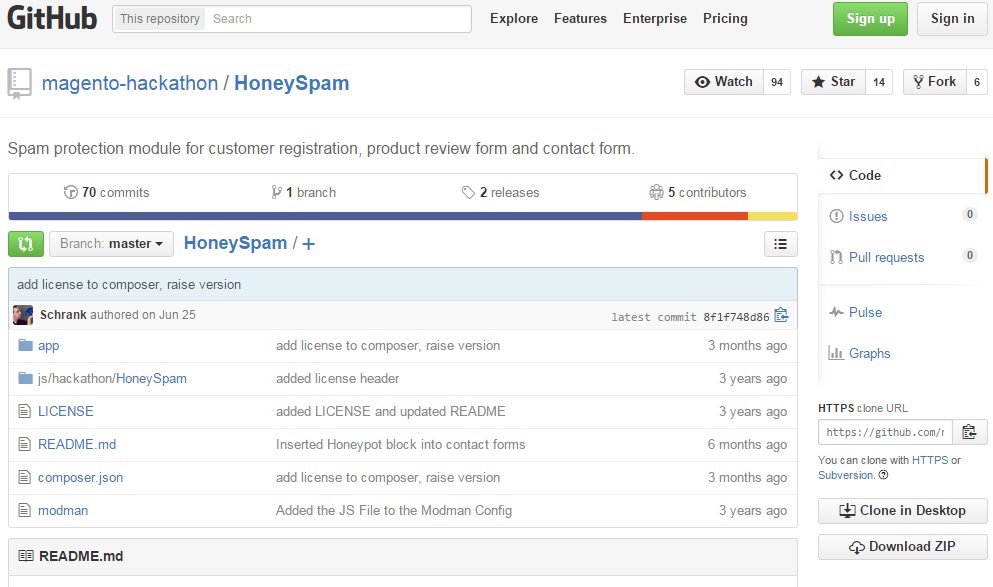 HoneySpam Magento module