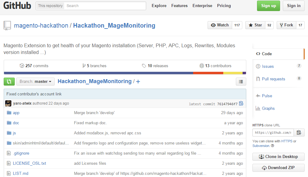 MageMonitoring Magento Hackathon Project