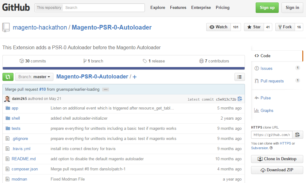 PSR-0 Autoloader Magento Hackathon extension