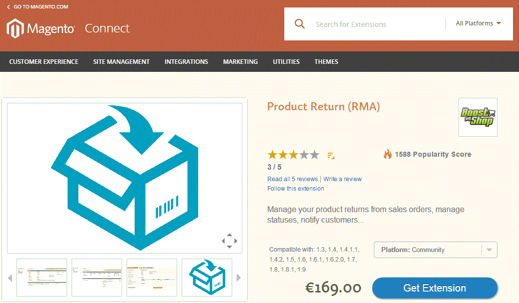 Boost my Shop Product Return RMA Magento module