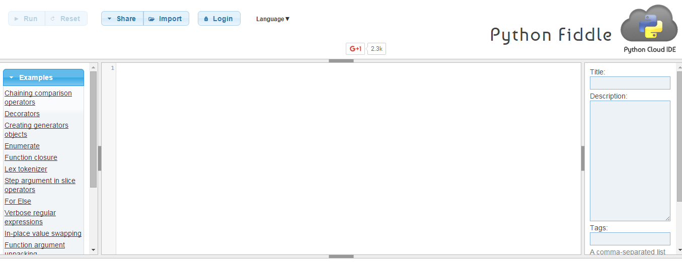 Python Fiddle cloud IDE