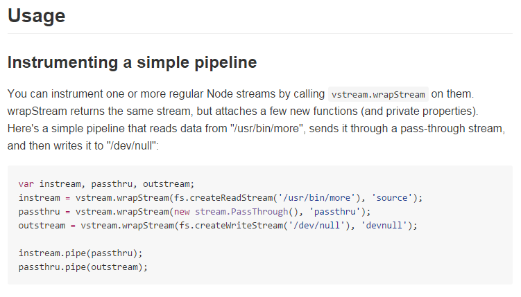 Node vStream debugger for Naode.js
