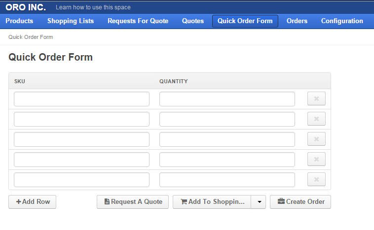 OroCommerce's Quick Order Form