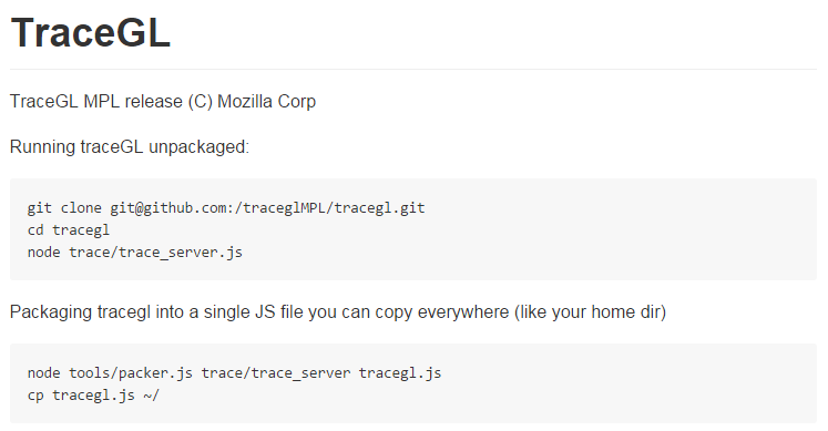 node.js debugging tools: TraceGL