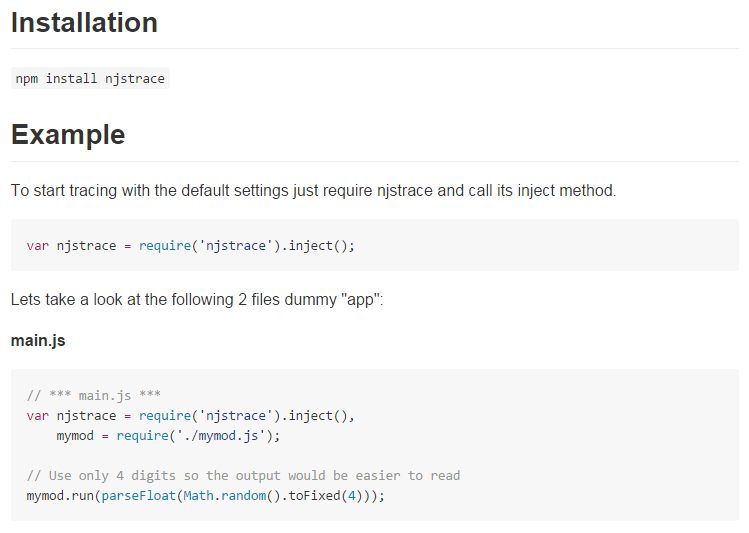 debug node.js with njsTrace