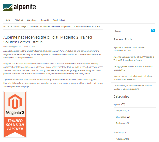 Magento 2 Trained Solution Partners: Alpenite