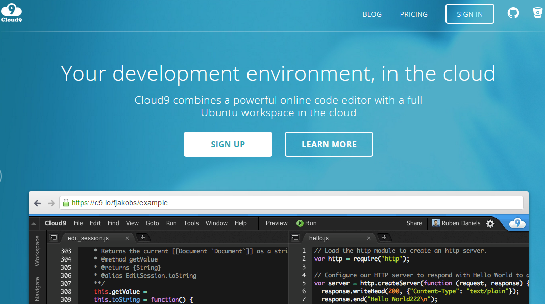 Cloud9 Node.js IDE