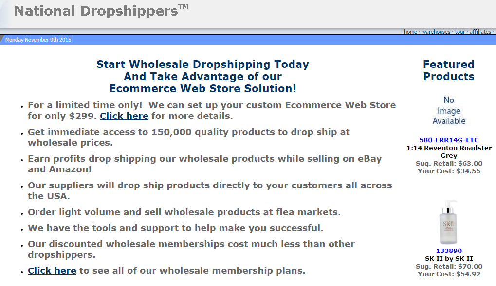 National Dropshippers drop shipping company