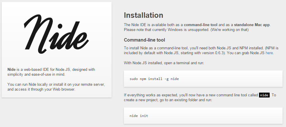 node js windows ide