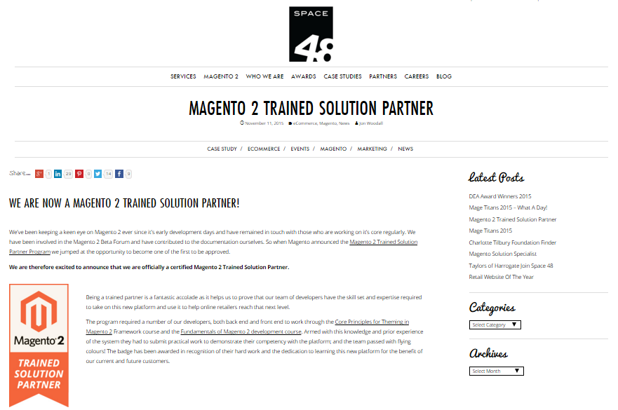 Magento 2 Trained Solution Partners: Space 48