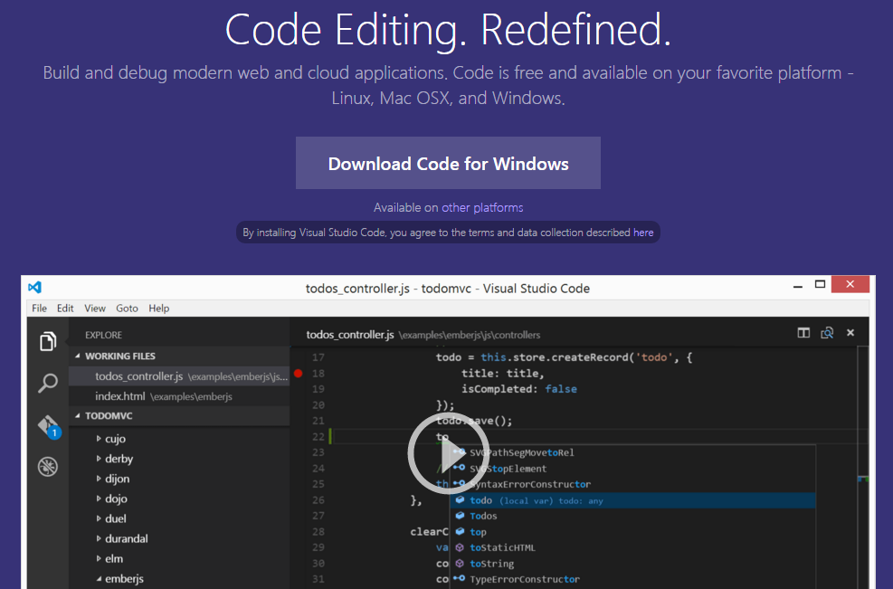 Visual Studio Code IDE for Node