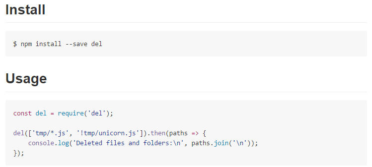 del node.js filesystem utility