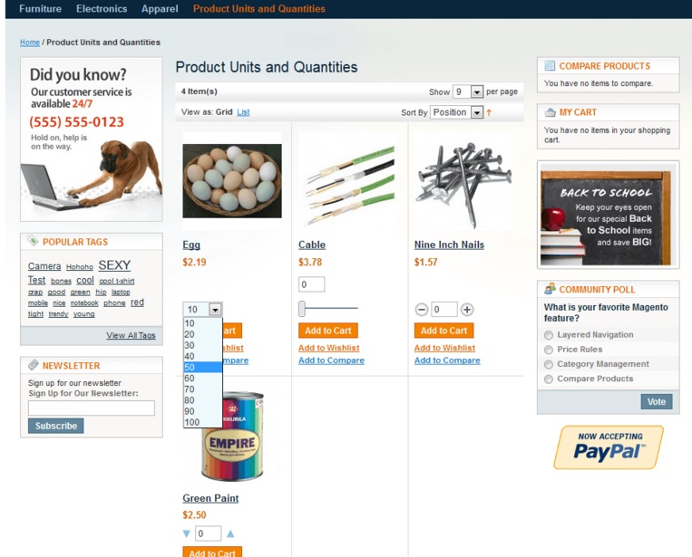 product units Magento extension 
