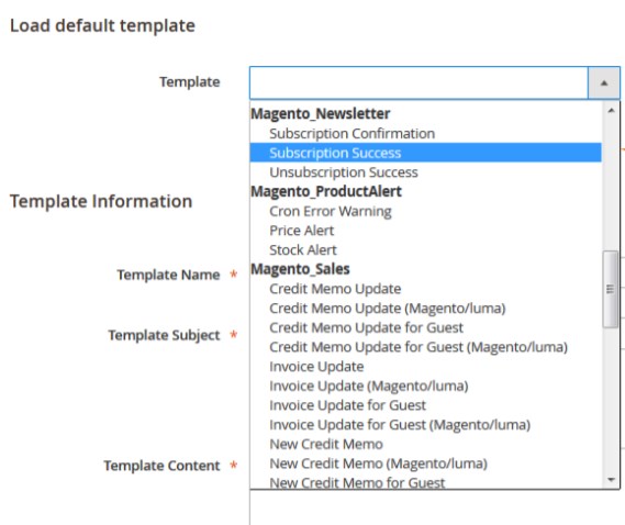 Magento 2 newsletter subscription email settings