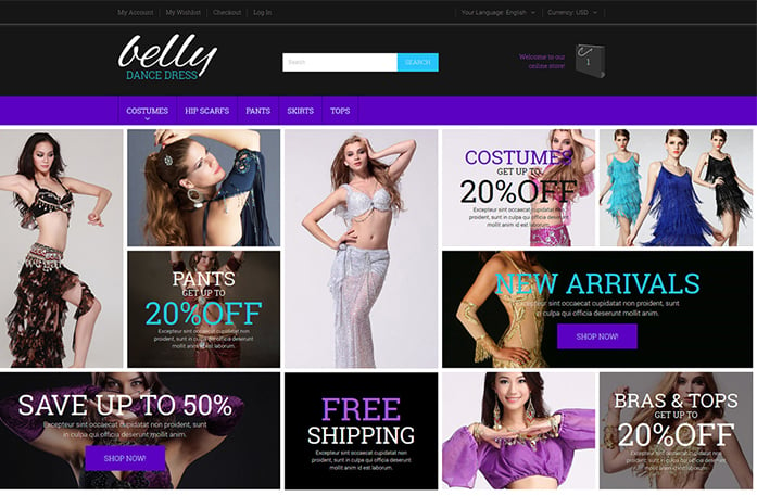 Belly Dance Costumes Magento Theme