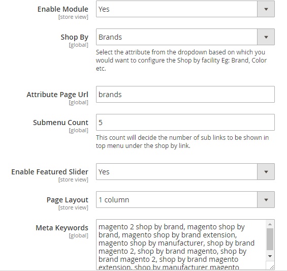 Magento 2 Shop By Brand module