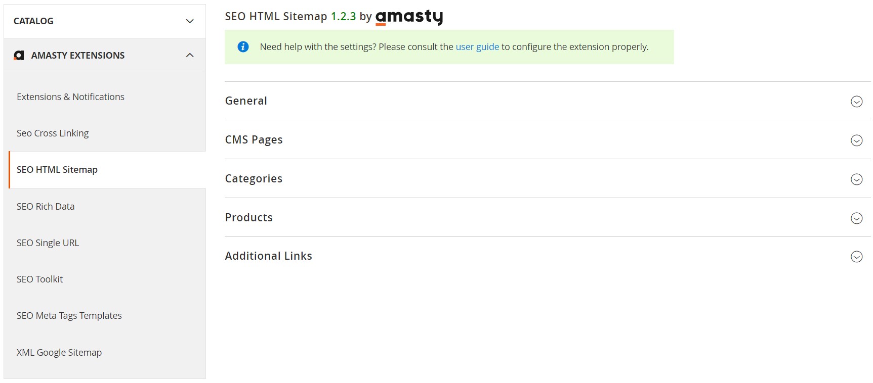 Amasty HTML sitemap configuration