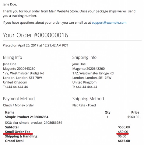 Magento 2 Small Order Fee surcharge
