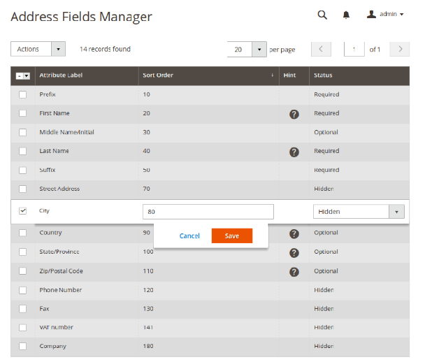 Magento 2 Address Fields Manager Extension