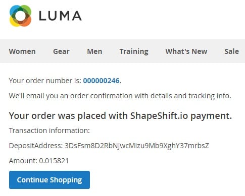 Magento 2 ShapeShift Integration