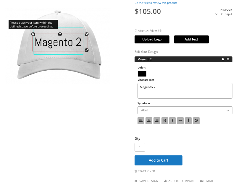 Magento 2 custom product design extension