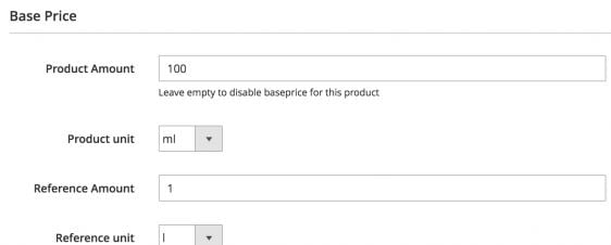 base price per unit for configurable product