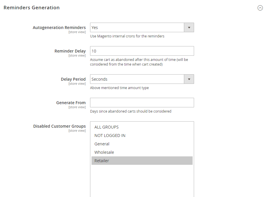 Magento 2 Cart Abandonment