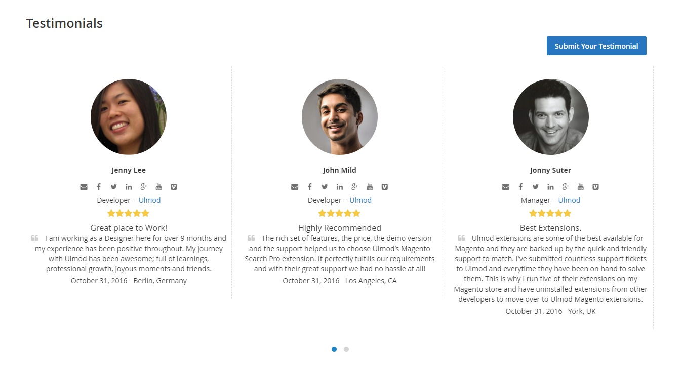 Magento 2 Testimonials Extension