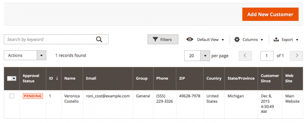 Magento 2 Customer Approval Extension