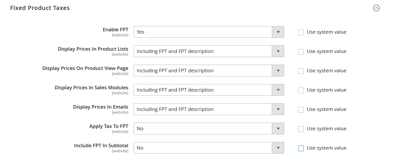 Enable FPT tax in Magento 2