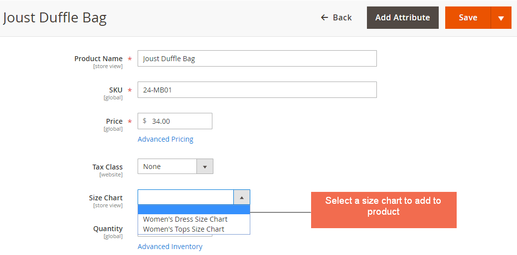 MAgento 2 Size Chart Extension