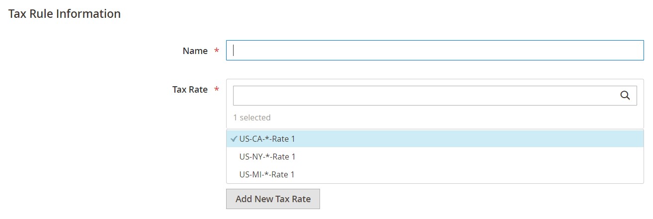 Add Magento 2 Tax Rules: tax rule information