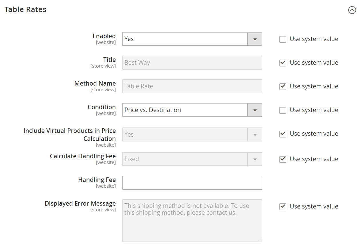 Magento 2 Table Rate Shipping Extension