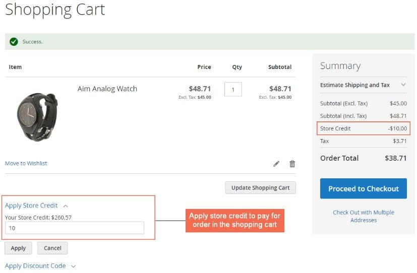 Magento 2 store credit extension