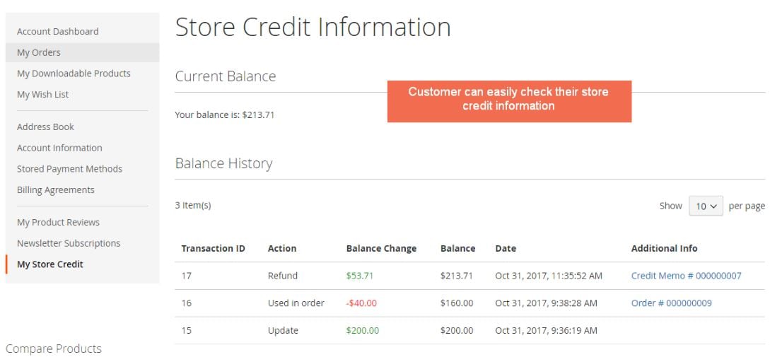 Magento 2 store credit extension