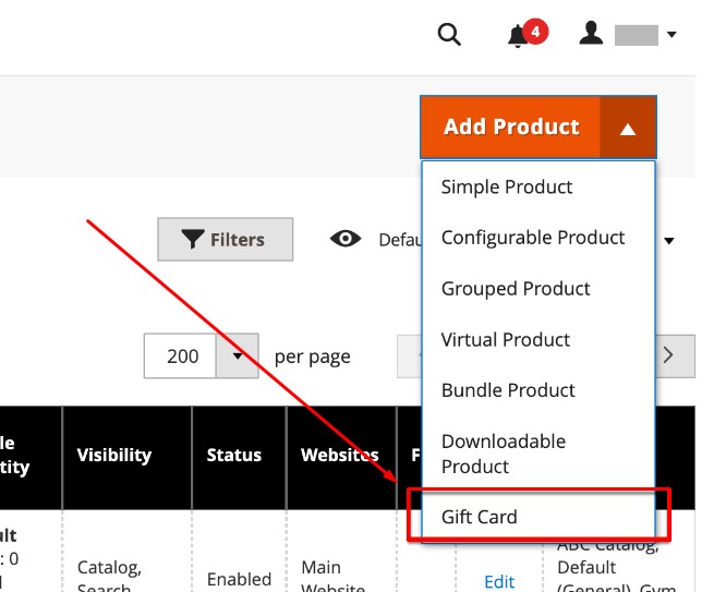 create magento 2 gift card product