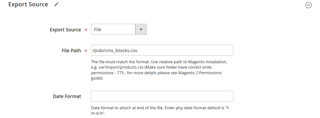 Magento 2 static blocks: export source