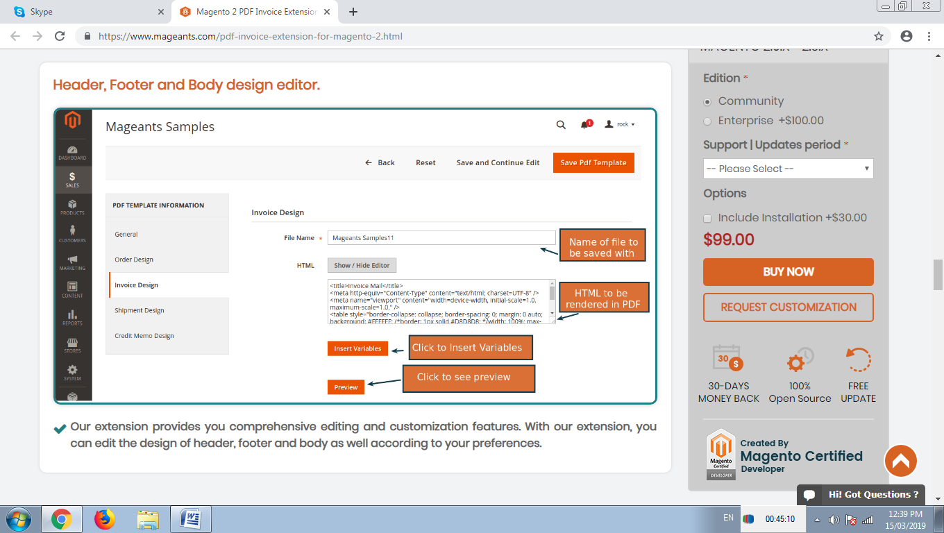 magento invoice template pdf